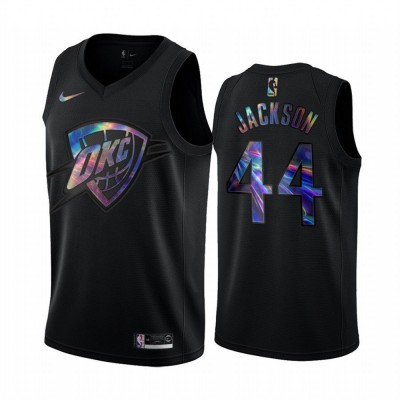Nike Oklahoma City Thunder #44 Justin Jackson Men's Iridescent Holographic Collection NBA Jersey - Black Men's